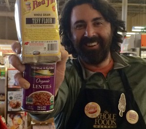 Benji Fitts from Whole Foods Market with teff flour and lentils!